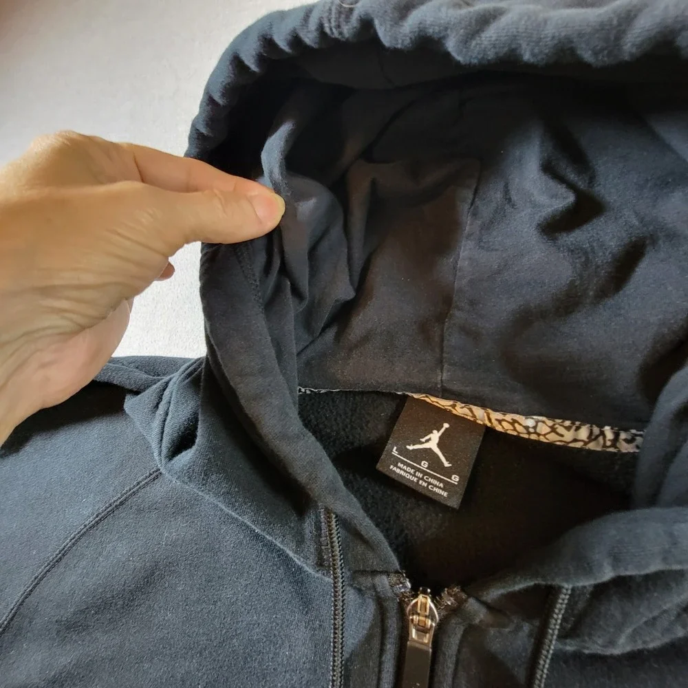 Jordan Flight Zip Hoodie Mens Large Black Excellent Fleece Jumpman Logo